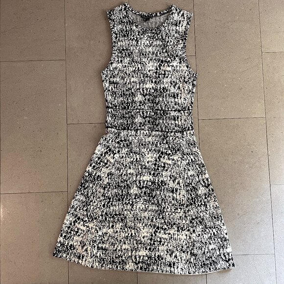 Theory Alancy C Tweedscape Sleeveless Cotton Blend Knit Dress Black-Small Petite - Picture 1 of 12